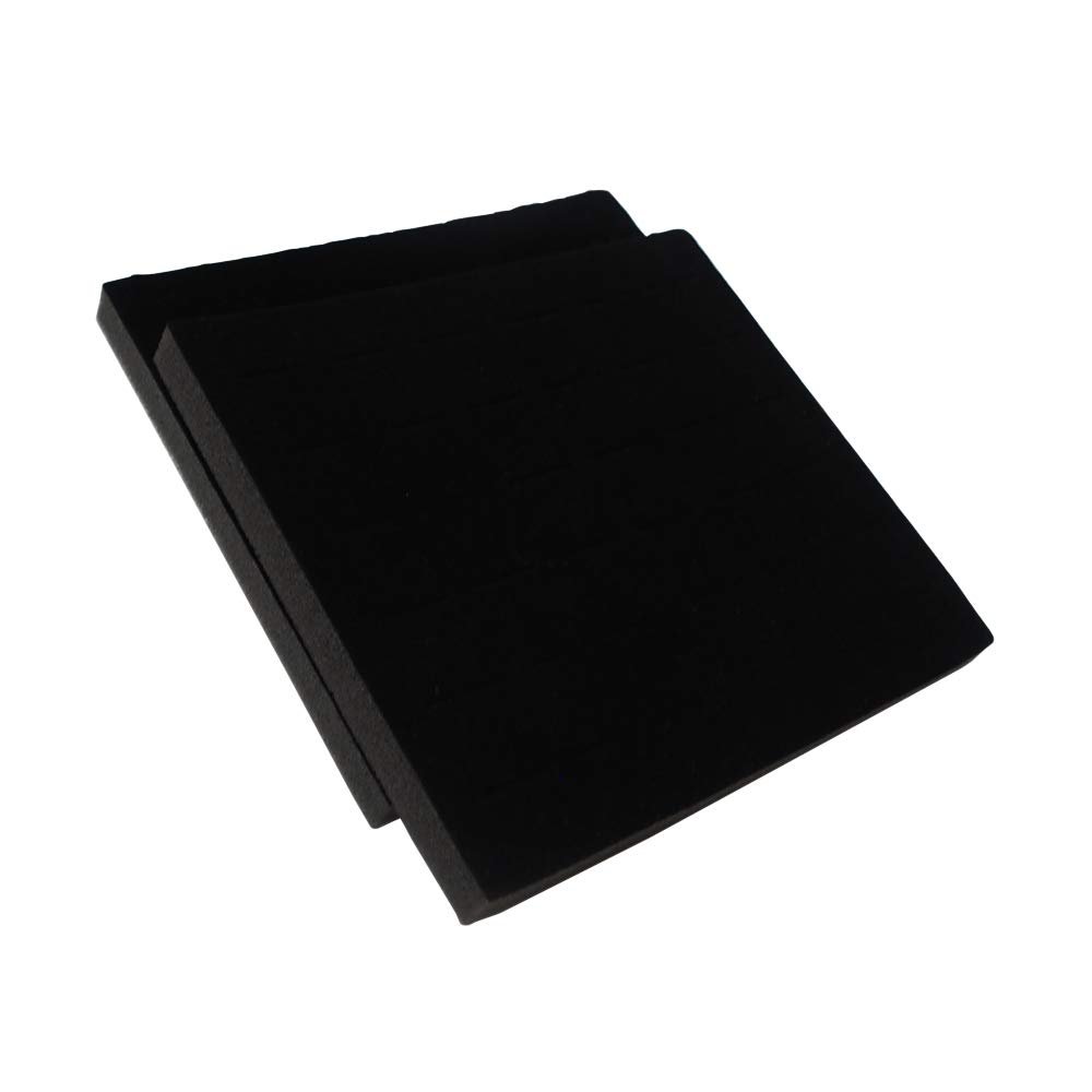N'icePackaging 2 Qty USA Deluxe Midnight Black 36 Ring Foam Insert Display - For Trays/Jewelry Cases - Half-Tray Size 7 5/8" x 7 1/4" x 5/8"