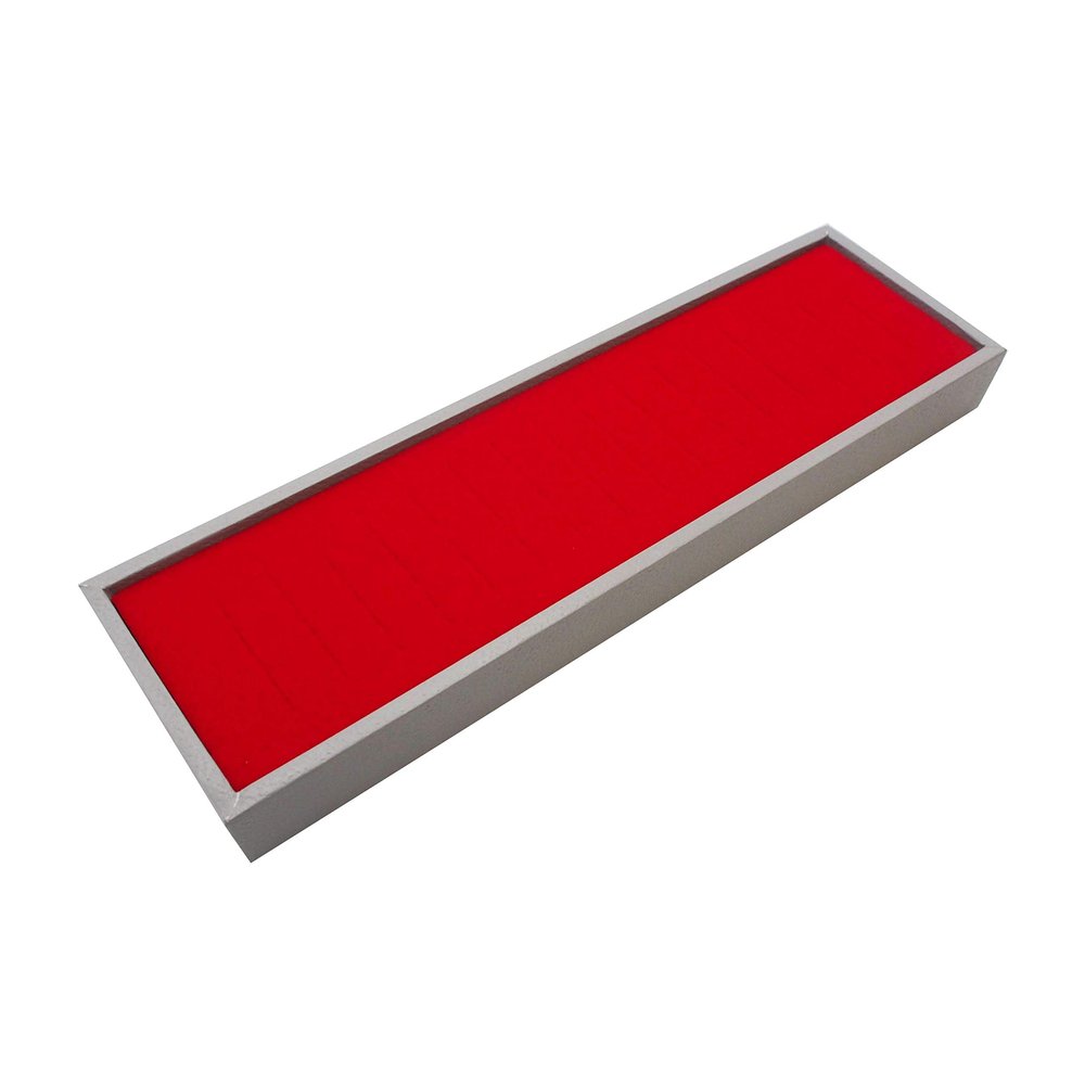 1 Qty Deluxe Scarlet Red 16 Slot Bangle Foam Insert with Seal-Grey Leatherette Display Tray - Showcase/Travel/Jewelry Cases - 6 Colors - Standard Size 15" x 4.5" x 1.5" - N'icePackaging
