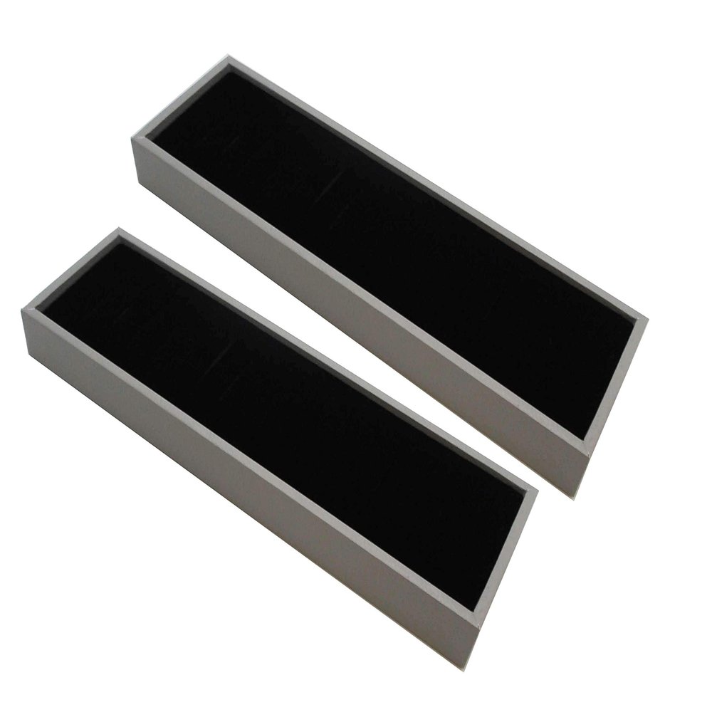 2 Qty Deluxe Midnight Black 16 Slot Bangle Foam Insert with Seal-Grey Leatherette Display Tray - Showcase/Travel/Jewelry Cases - 6 Colors - Standard Size 15" x 4.5" x 1.5" - N'icePackaging