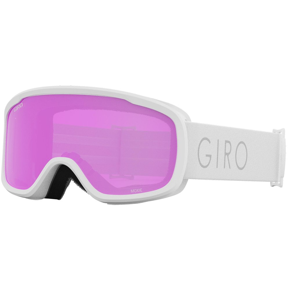 Giro Moxie Ski Goggles - Snowboard Goggles for Women & Youth - White Core Light Strap with Amber Pink/Yellow Lenses