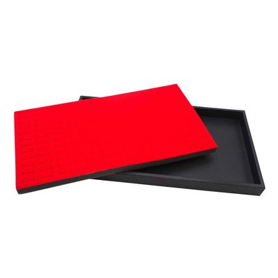 N'icePackaging 1 Qty Black Plastic Jewelry Tray w/Scarlet Red 144 Ct Ring Foam Insert Companion - Full Size 14.75 x 8.38 x1