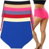 ToBeInStyle Women's 6 Pack High Waisted Seamless Basic Laser Cut Panties - Vibrant - Large view 2