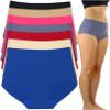 ToBeInStyle Women's 6 Pack High Waisted Seamless Basic Laser Cut Panties - Vibrant - Large view 3