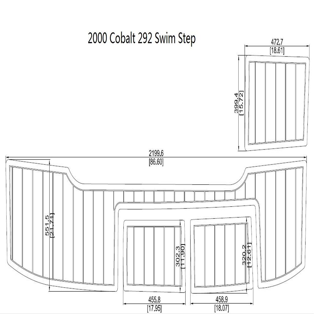 ZY 2000 Cobalt 292 Swim Step Pad EVA Teak Decking 1/4" 6mm (Grey+Light Blue)