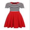BI.TENCON Women's Short Sleeve Red and Black Strips Vintage Swing Casual Party Work Dress with Pockets S view 1