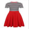 BI.TENCON Women's Short Sleeve Red and Black Strips Vintage Swing Casual Party Work Dress with Pockets S view 2