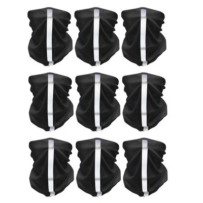 9 Pcs Reflective Bandana Face Mask hi vis Neck Gaiter for men women, Scarf Headbands Balaclava Headwear Tube Windproof Seamless Face Cover Black