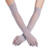 TSSOE Women Adult Sexy Mesh See Through Full Finger Long Gloves Sheer Opera Gloves Party Fancy Costume Accessory Grey Mesh One Size view 1