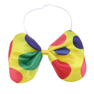 NUOBESTY Polka Dot Bow Tie Decorative Satin Clown Bowknot with Elastic Neckband for Halloween Costume Party Masquerade