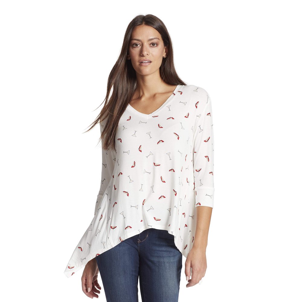 Skinnygirl Women's Lanie Sharkbite Long Sleeve Top, Animal Trace Antique Olive, Small