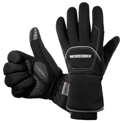 KINGSBOM -40F Waterproof & Windproof Thermal Gloves - 3M Thinsulate Winter Touch Screen Warm Gloves - for Cycling,Riding,Running,Outdoor Sports - for Women and Men(Black,XX-Large)