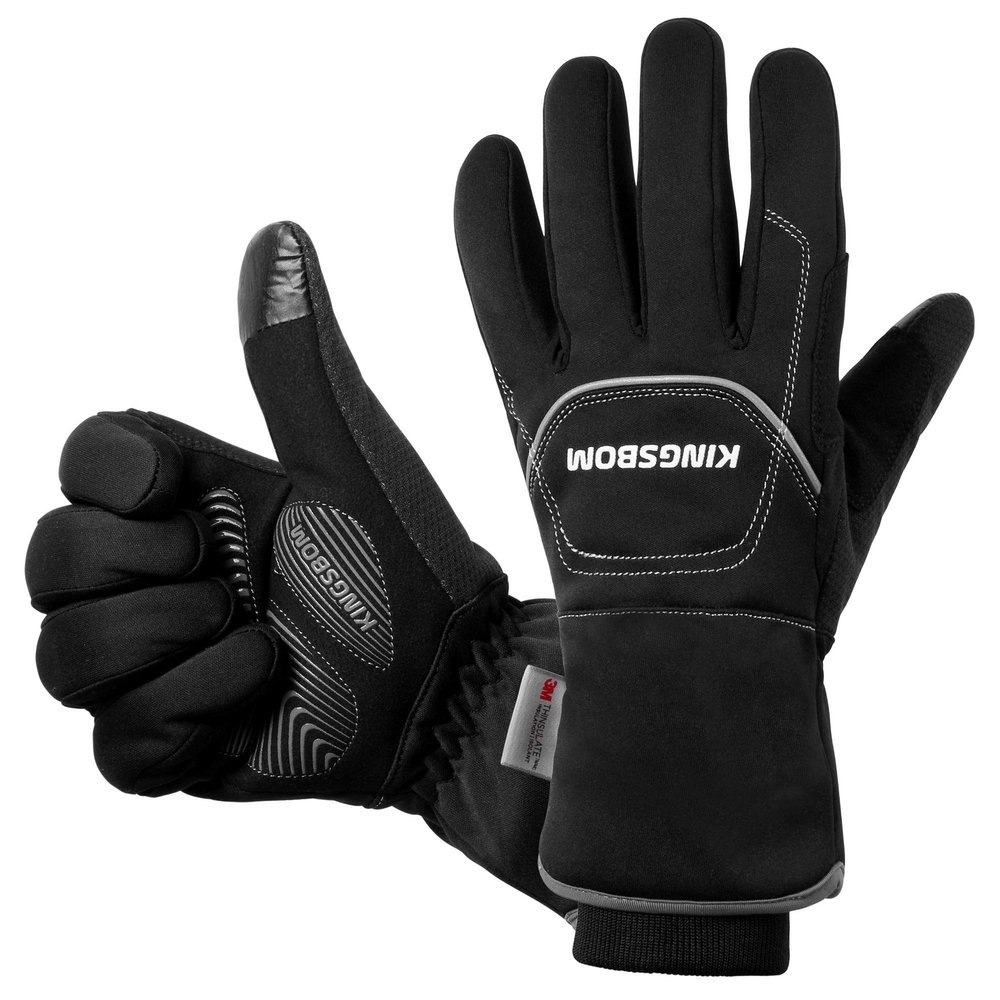 KINGSBOM -40F Waterproof & Windproof Thermal Gloves - 3M Thinsulate Winter Touch Screen Warm Gloves - for Cycling,Riding,Running,Outdoor Sports - for Women and Men(Black,XX-Large)