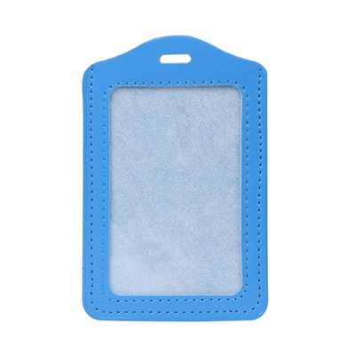 Youngy 10 Colors ID Window Business Work Card Holder Leather Case Badge Vertical Type - Blue