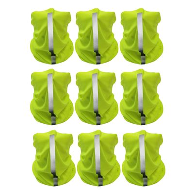 9 Pcs Reflective Bandana Face Mask hi vis Neck Gaiter for men women, Scarf Headbands Balaclava Headwear buff Tube Windproof Seamless Face Cover Green