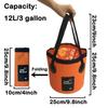 Sunglow Collapsible Fishing Bucket, 3 Gallon Multifunctional Portable Wash Basin - Water Container for Fishing, Camping, Gardening (12L/3gallon (Orange)) view 2