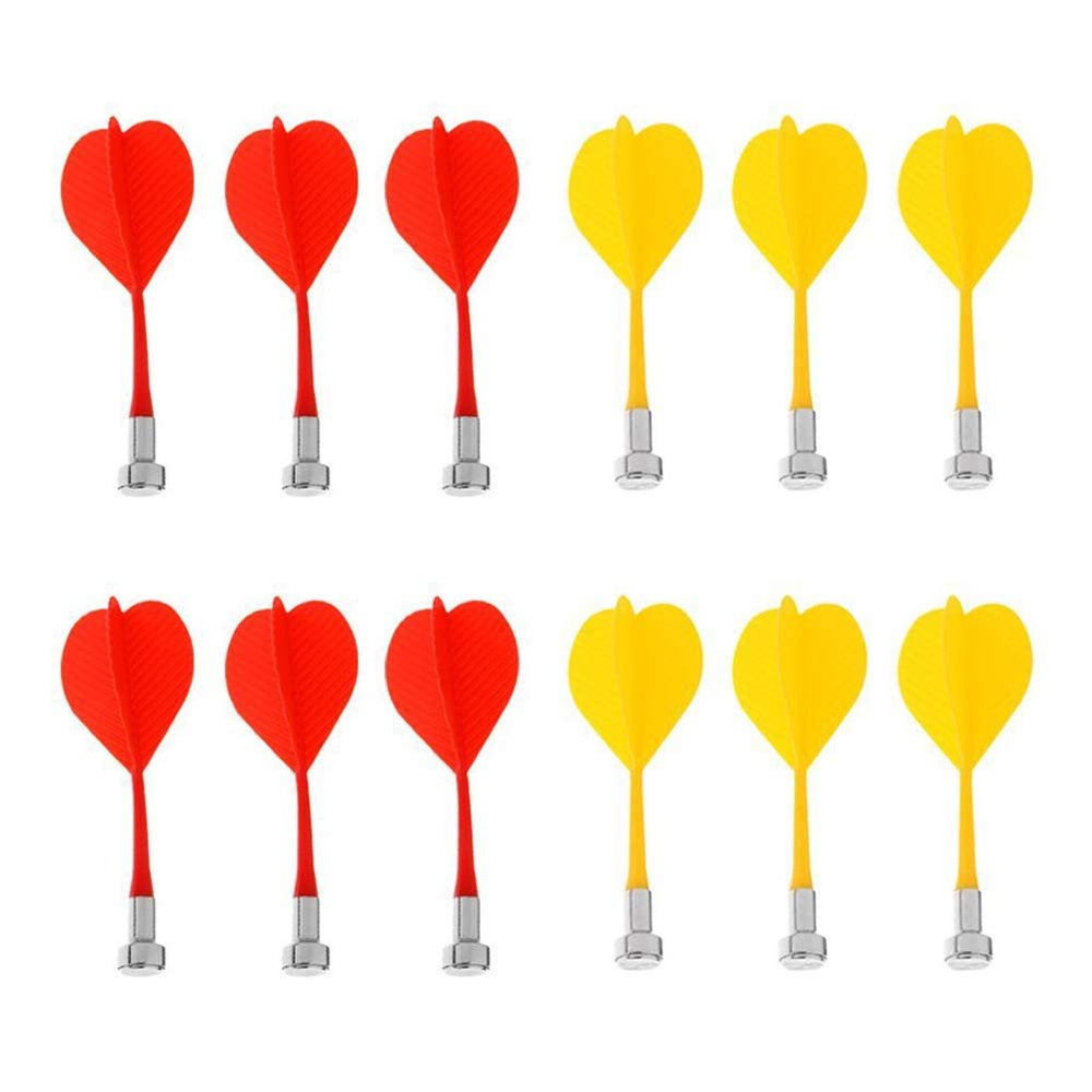 12 Pieces Magnetic Darts Safety Plastic Darts Replacement Dart for Adults Target Game(Red, Yellow)