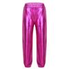 Kaerm Kids Girls Metallic Hip Hop Street Dance Leggings Trousers Workout Sports Active Jogger Pants Performance Rose_Red 8 view 1