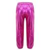 Kaerm Kids Girls Metallic Hip Hop Street Dance Leggings Trousers Workout Sports Active Jogger Pants Performance Rose_Red 8 view 2
