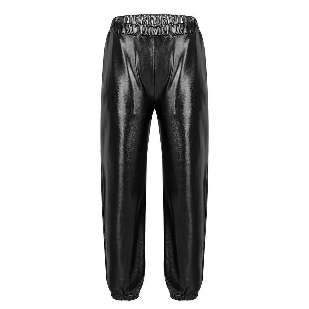 Kaerm Kids Girls Metallic Hip Hop Street Dance Leggings Trousers Workout Sports Active Jogger Pants Performance Black 6
