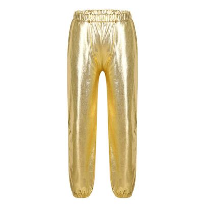 Kaerm Kids Girls Metallic Hip Hop Street Dance Leggings Trousers Workout Sports Active Jogger Pants Performance Gold 6