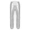 Kaerm Kids Girls Metallic Hip Hop Street Dance Leggings Trousers Workout Sports Active Jogger Pants Performance Silver 8 view 1