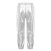 Kaerm Kids Girls Metallic Hip Hop Street Dance Leggings Trousers Workout Sports Active Jogger Pants Performance Silver 8 view 2