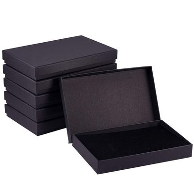 BENECREAT 6 Pack Black Necklace Gift Box 7.8x5x1.2 Cardboard Jewelery Boxes Kraft Paper Box with Sponge for Necklace, Earring, Mother's Day Gift Packaging