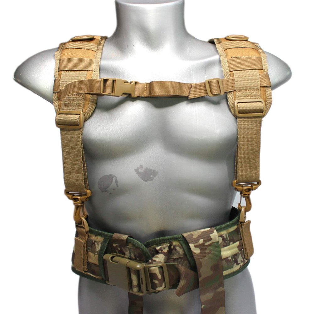 MELOTOUGH Tactical Outdoor H-Harness Duty Belt Suspenders (Khaki) -Tactical Duty Belt not Included