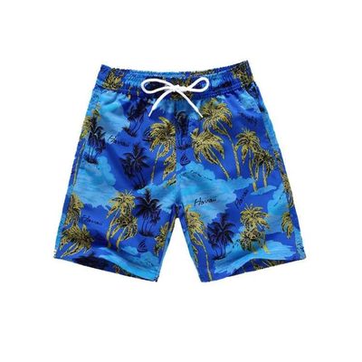 The Season Essentials Funny Summer Swim Trunks for Kids, Quick Dry Swim Shorts for Boys and Girls, Bathing Suits, Swimwear, Swim Shorts Designs, Quick Dry Nylon Shorts, Blue (Palm), 5-6T