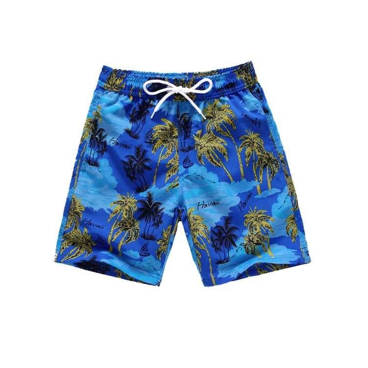 The Season Essentials Funny Summer Swim Trunks for Kids, Quick Dry Swim Shorts for Boys and Girls, Bathing Suits, Swimwear, Swim Shorts Designs, Quick Dry Nylon Shorts, Blue (Palm), 5-6T
