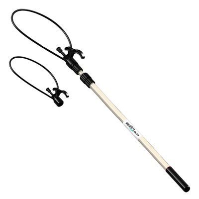 Boat Loop Extendable White Fiberglass Boat Pole with Flexible Std & XL Loops & Quick-Lock System - Selectable Pole Length with Rubber Guard for Docks - Marine Rope Hook & Line Handling Tool