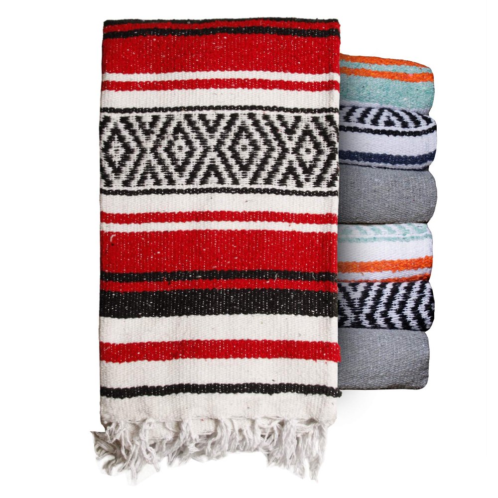 $averPak BodyForge Authentic Mexican Falsa Yoga Blanket (Red/Black/White)
