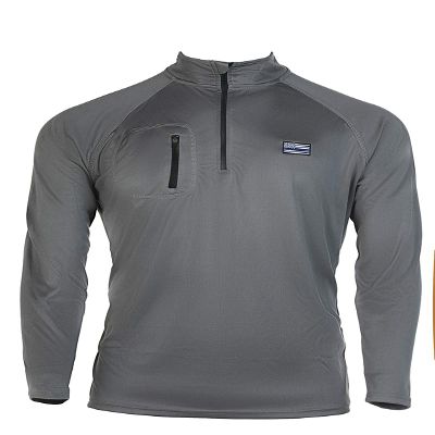 Farm Blue Mens Workout Zip Pullover-Thin Blue Line American Flag Logo (GRY-XL)