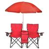 GoTeam Portable Double Folding Chair w/Removable Umbrella, Cooler Bag and Carry Case - Red view 1