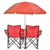 GoTeam Portable Double Folding Chair w/Removable Umbrella, Cooler Bag and Carry Case - Red view 3