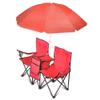 GoTeam Portable Double Folding Chair w/Removable Umbrella, Cooler Bag and Carry Case - Red view 4