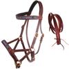CHALLENGER Horse Western Leather Beaded Bitless Sidepull Bridle Reins 77RS20TN-F view 1