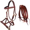 CHALLENGER Horse Western Leather Beaded Bitless Sidepull Bridle Reins 77RS06PK-F view 1