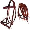 CHALLENGER Horse Western Leather Beaded Bitless Sidepull Bridle Reins 77RS21MG-F view 1