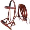 CHALLENGER Horse Western English Leather Beaded Bitless Sidepull Bridle Reins 77RS17TN-F view 1