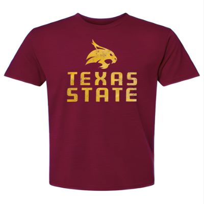 Nudge Printing Texas State University Shirt TXST Apparel Bobcats Super Soft Boko Maroon T Shirt Comfy Tee for Men and Women (X-Large)