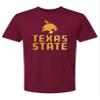 Nudge Printing Texas State University Shirt TXST Apparel Bobcats Super Soft Boko Maroon T Shirt Comfy Tee for Men and Women (X-Large) view 1