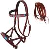 CHALLENGER Horse Western English Leather Beaded Bitless Sidepull Bridle Reins 77RS15MG-F view 1