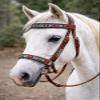 CHALLENGER Horse Western English Leather Beaded Bitless Sidepull Bridle Reins 77RS15MG-F view 2
