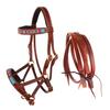 CHALLENGER Horse Western Leather Beaded Bitless Sidepull Bridle Reins 77RS15TN-F view 1