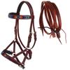 CHALLENGER Horse Western Leather Beaded Bitless Sidepull Bridle Reins 77RS16MG-F view 1