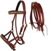 CHALLENGER Horse Western Leather Beaded Bitless Sidepull Bridle Reins 77RS19TN-F view 1