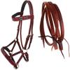 CHALLENGER Horse Western English Leather Beaded Bitless Sidepull Bridle Reins 77RS17MG-F view 1