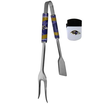 Siskiyou Sports NFL Baltimore Ravens Unisex 3 in 1 BBQ Tool and Chip Clip, Team Colors, One Size