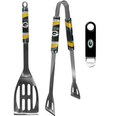 NFL Green Bay Packers Unisex 2 pc BBQ Set and Bottle Opener, Team Colors, One Size